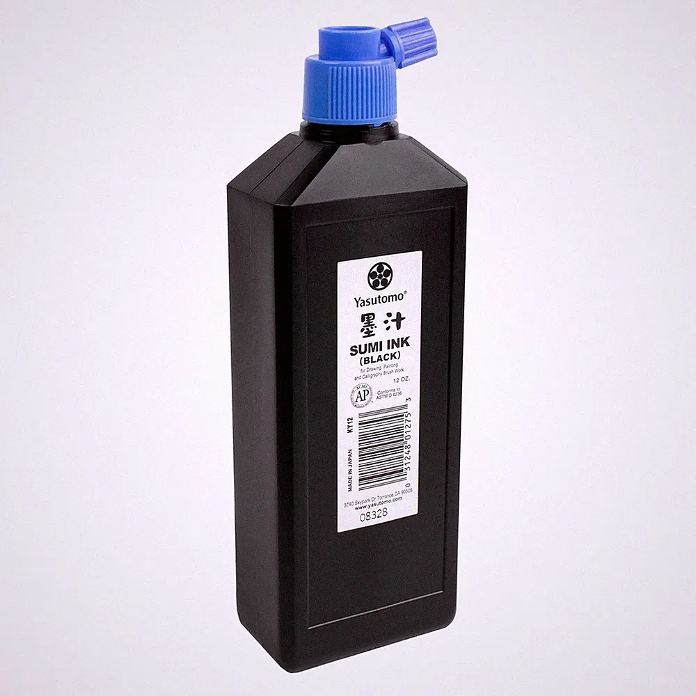 Yasutomo Black Liquid Ink 12 fl oz Water Resistant Smudge Proof Matte Finish